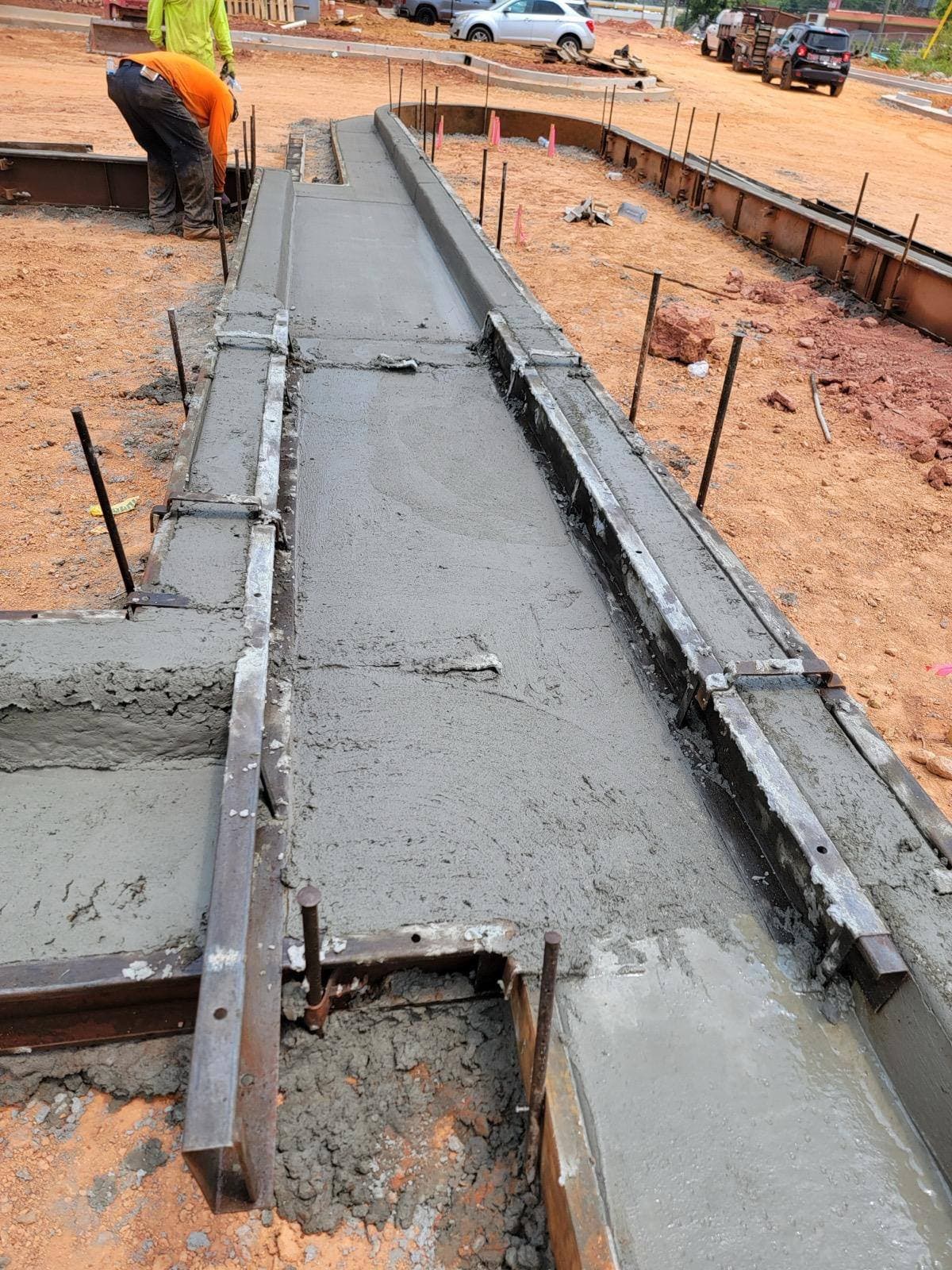 Fresh concrete pour — S&V curb and gutter work